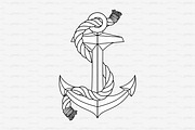vector outline Anchor  rope