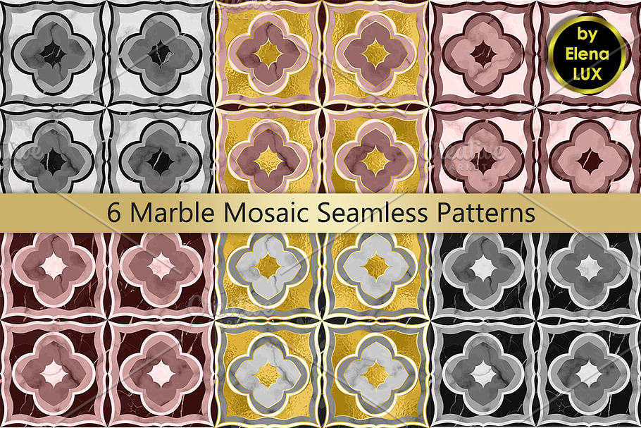 Mosaic Seamless Pattern Set