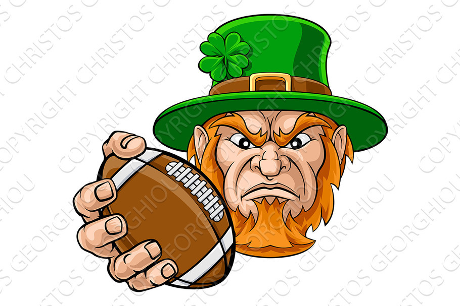 Leprechaun Holding Football Ball in Illustrations - product preview 8