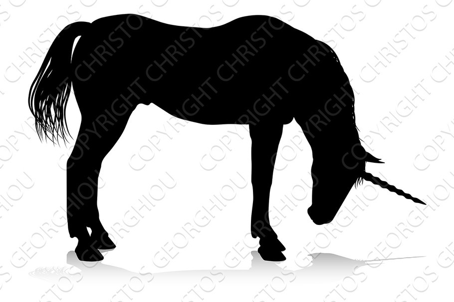 Unicorn Silhouette Horned Horse in Illustrations - product preview 8