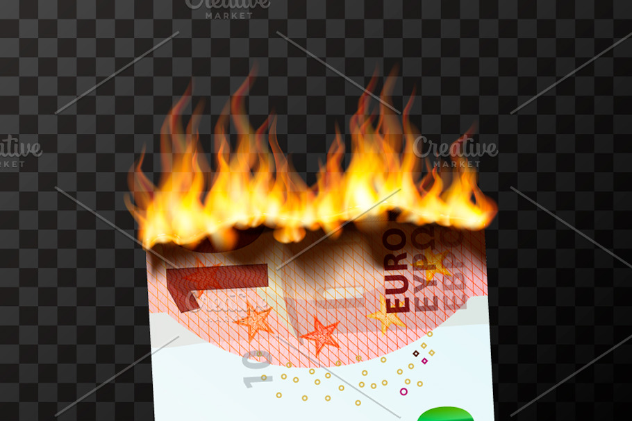 Burning dummy of half ten euro in Objects - product preview 8