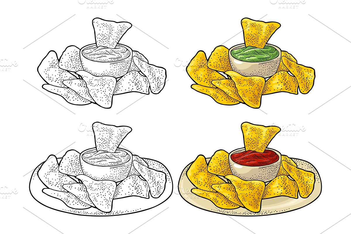 Nachos - mexican traditional food in Illustrations - product preview 8