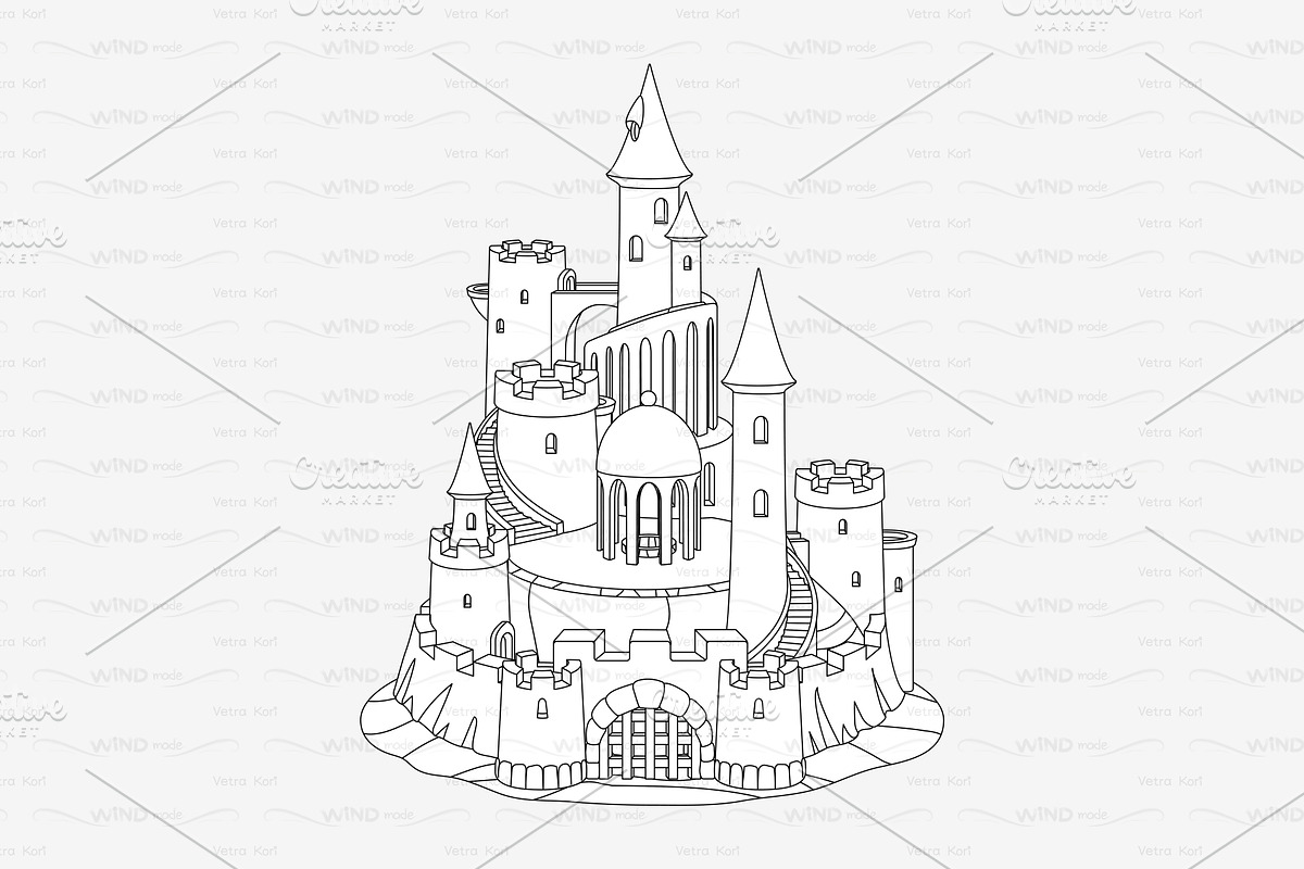 vector outline sandcastle in Objects - product preview 8