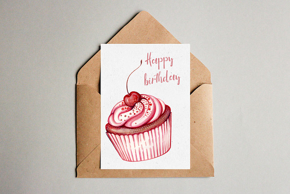 Watercolor Cupcakes & Sweets in Illustrations - product preview 2
