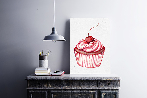 Watercolor Cupcakes & Sweets in Illustrations - product preview 3