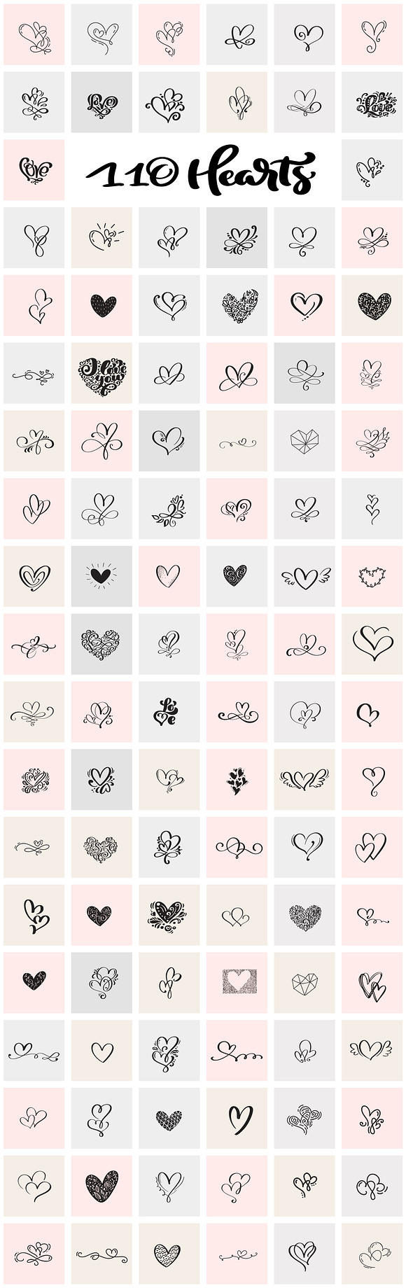 Valentine vector hand draw hearts in Objects - product preview 1