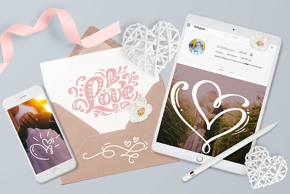 Valentine vector hand draw hearts in Objects - product preview 3
