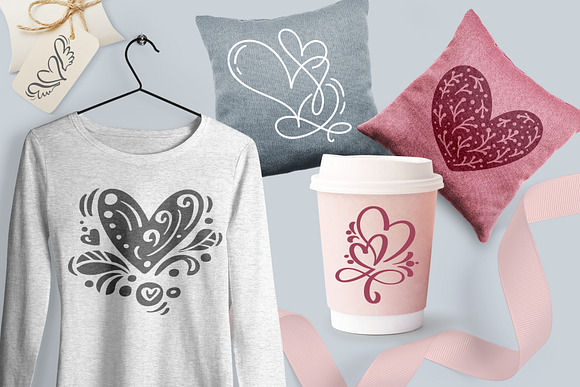 Valentine vector hand draw hearts in Objects - product preview 4