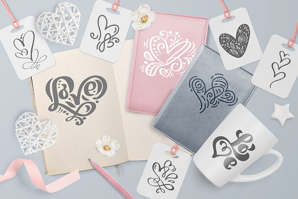 Valentine vector hand draw hearts in Objects - product preview 5
