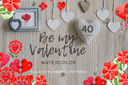 Valentine's hearts Watercolor png 