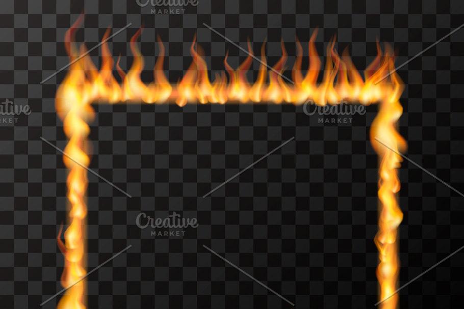 Fire flames in square frame shape in Objects - product preview 8