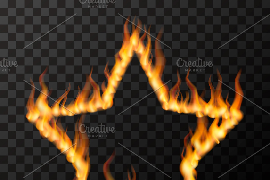 Fire flames in star frame shape in Objects - product preview 8