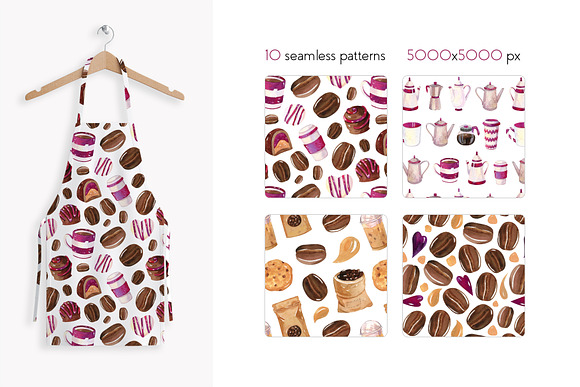 Watercolor Coffee Design Set in Objects - product preview 1