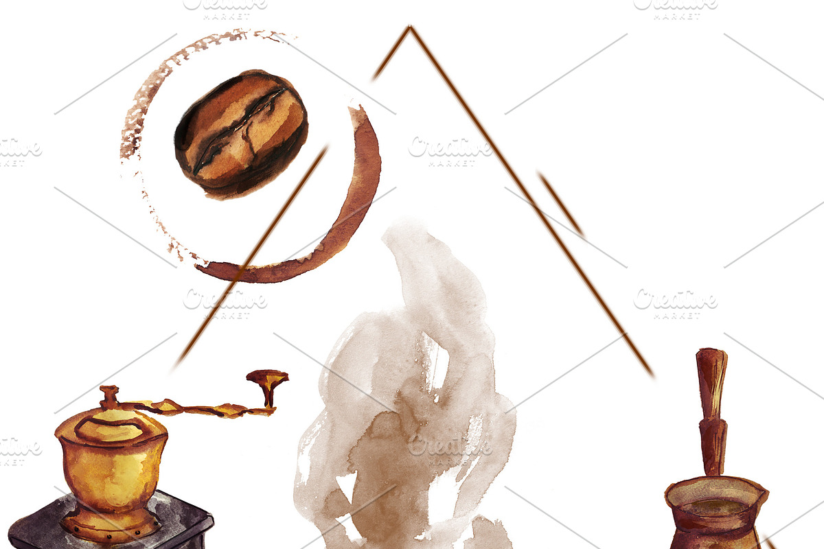 Coffee watercolor background in Illustrations - product preview 8