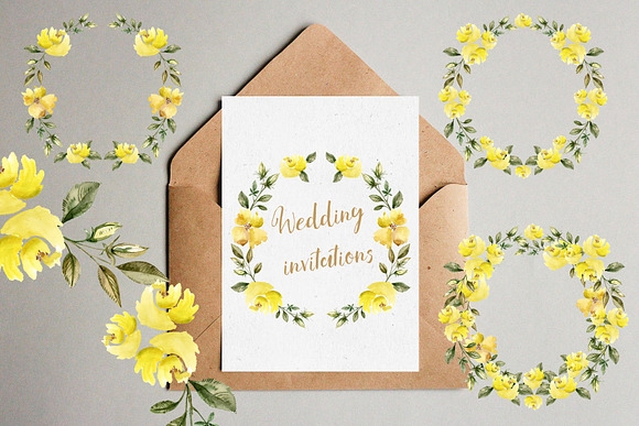 Watercolor yellow flowers in Illustrations - product preview 3