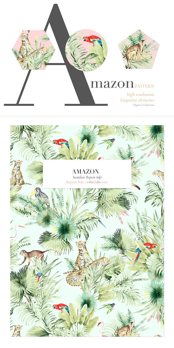 Amazon, Luxury Watercolor Pattern! in Patterns - product preview 5