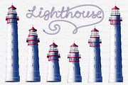 vector volume Lighthouse night set