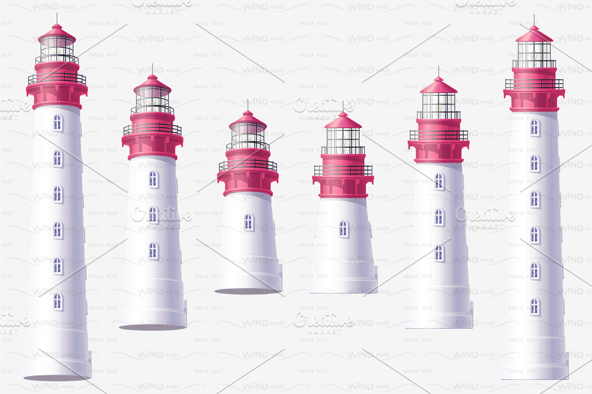 vector volume Lighthouse set in Objects - product preview 8