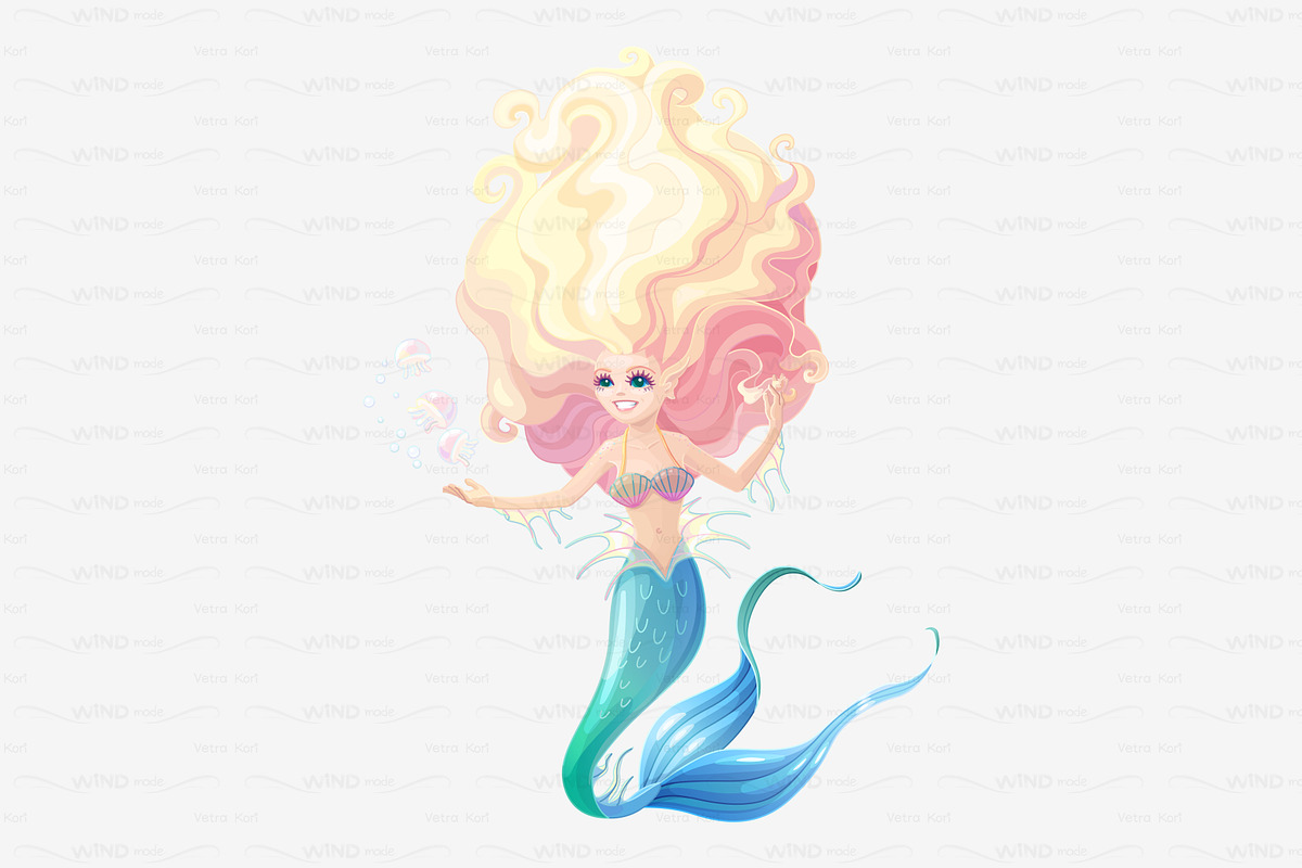 vector cartoon mermaid character in Illustrations - product preview 8