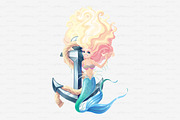 vector mermaid character  anchor