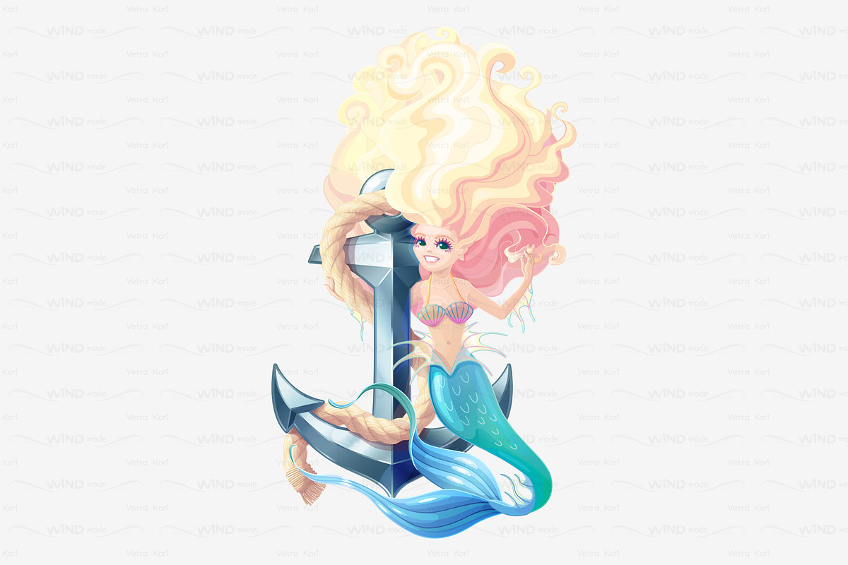 vector mermaid character  anchor in Illustrations - product preview 8
