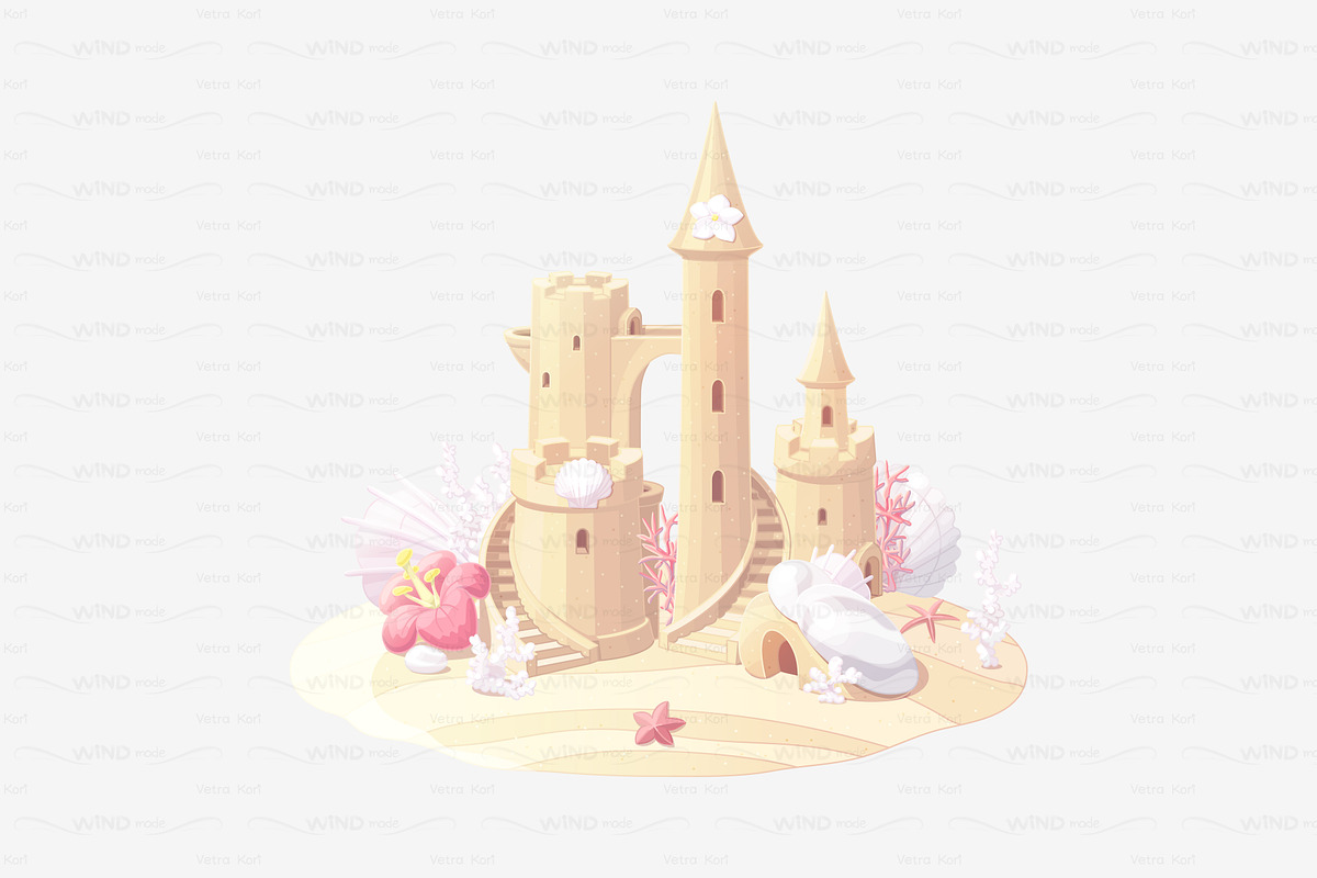 vector floral sandcastle in Objects - product preview 8