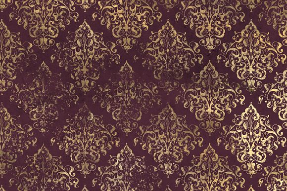 Distressed Gold Damask Digital Paper in Patterns - product preview 1