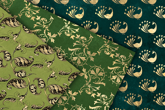 Emerald Peacock Digital Paper in Patterns - product preview 2