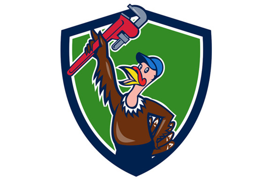 Turkey Plumber Raising Wrench Shield in Illustrations - product preview 8