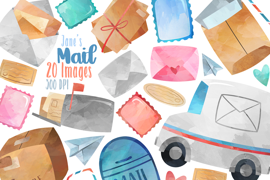 Watercolor Postage Clipart