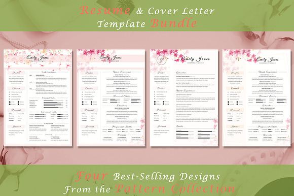Resume CV Bundle Flower Collection in Resume Templates - product preview 1