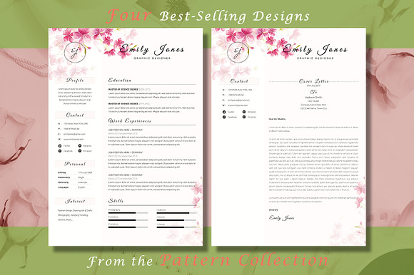 Resume CV Bundle Flower Collection in Resume Templates - product preview 5