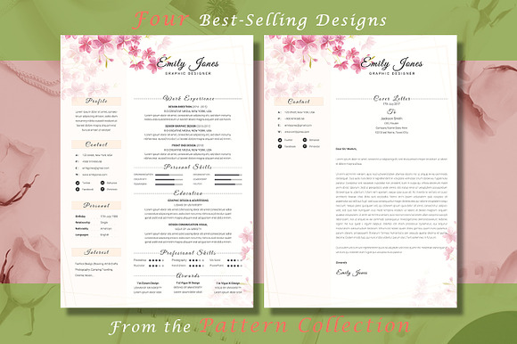 Resume CV Bundle Flower Collection in Resume Templates - product preview 6