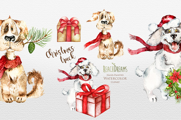 Watercolor Christmas Trucks  in Illustrations - product preview 4