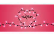 Valentines day card with light bulbs