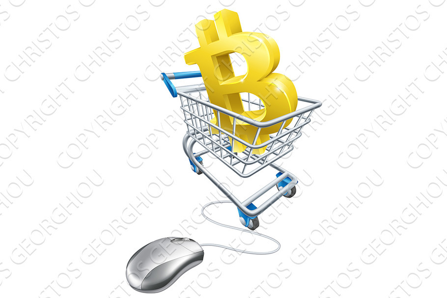 Bitcoin Computer Mouse Shopping Cart in Illustrations - product preview 8