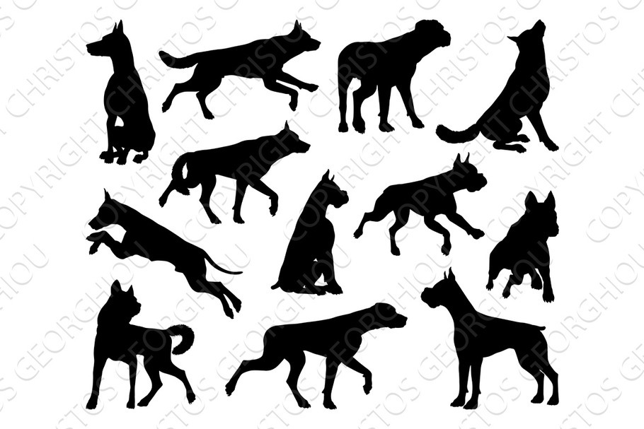 Dog Silhouettes Animal Set in Illustrations - product preview 8