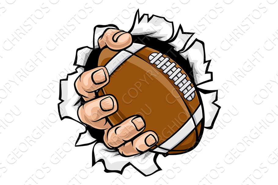 Football Ball Hand Tearing in Illustrations - product preview 8