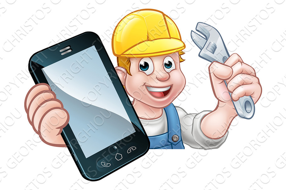 Mechanic Plumber Handyman Phone in Illustrations - product preview 8