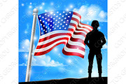 Patriotic Soldier American Flag