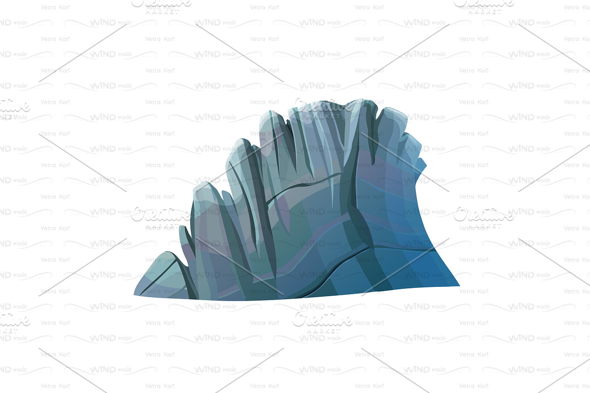 vector rocky cliff, rock stone in Objects - product preview 8