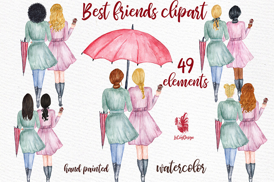 Best Friends Soul sisters clipart in Graphics - product preview 8