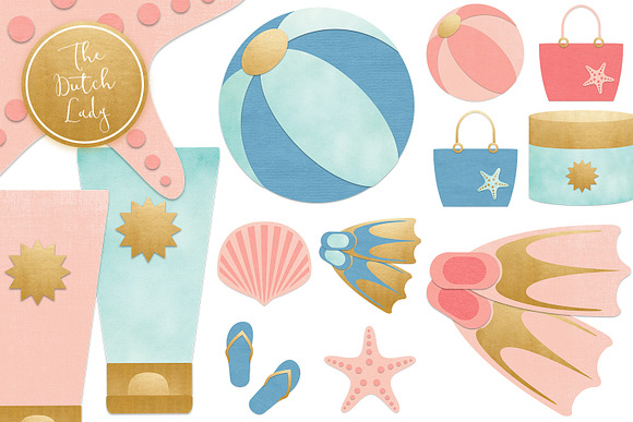 Summer Beach Vacation Clipart Set in Illustrations - product preview 4