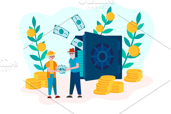 Pension savings Bank account in Illustrations - product preview 1