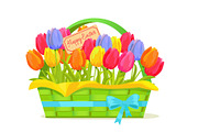 Happy Easter Note In Tulips Bouquet