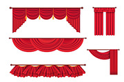 Wide Red Drapes and Lambrequins