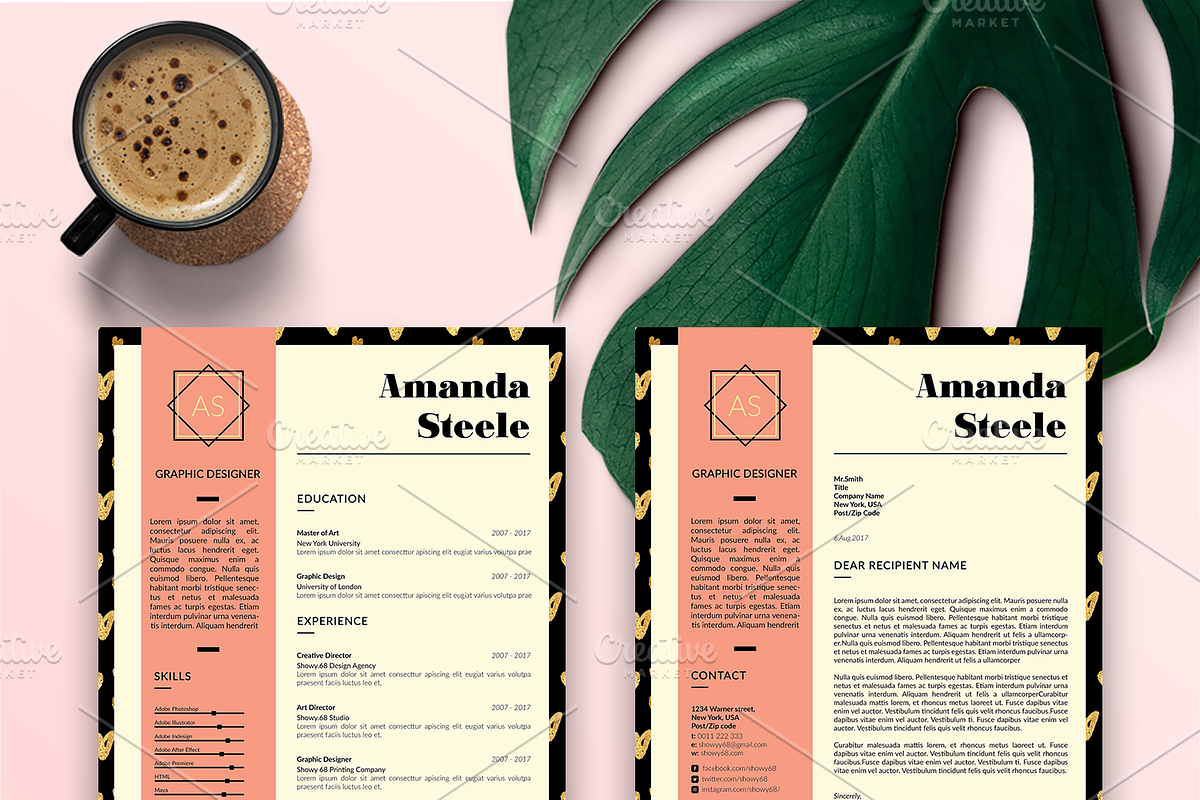 Gold Rose Resume BUNDLE Template N in Resume Templates - product preview 8