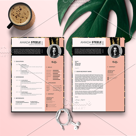 Gold Rose Resume BUNDLE Template N in Resume Templates - product preview 1
