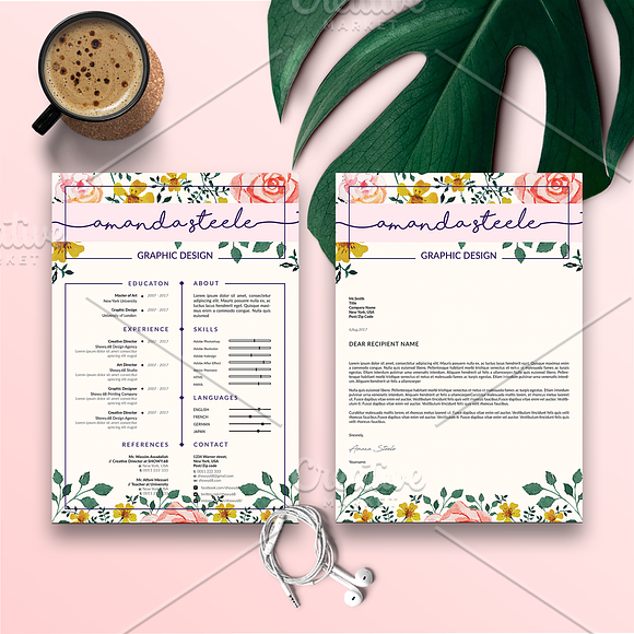 Gold Rose Resume BUNDLE Template N in Resume Templates - product preview 3