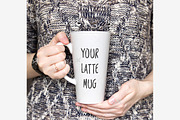 Latte Mug Photo Mock-up. PSD + JPEG